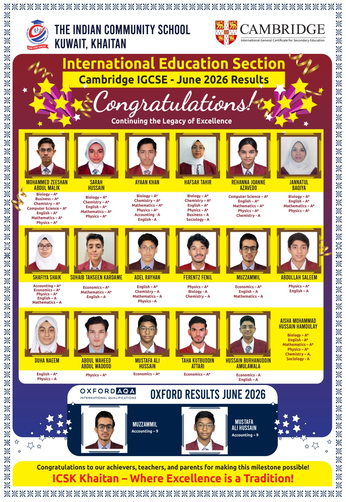 CAMBRIDGE  IGCSE JUNE 2026  RESULTS